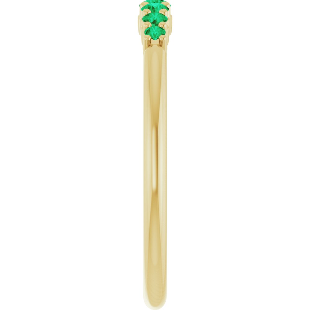 14K Yellow Gold Natural Emerald Stackable Ring