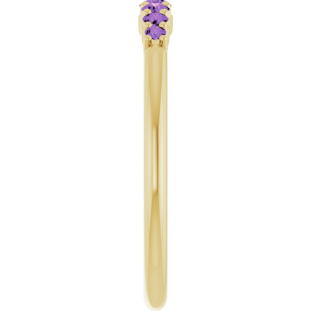 14K Yellow Gold Natural Amethyst Stackable Ring