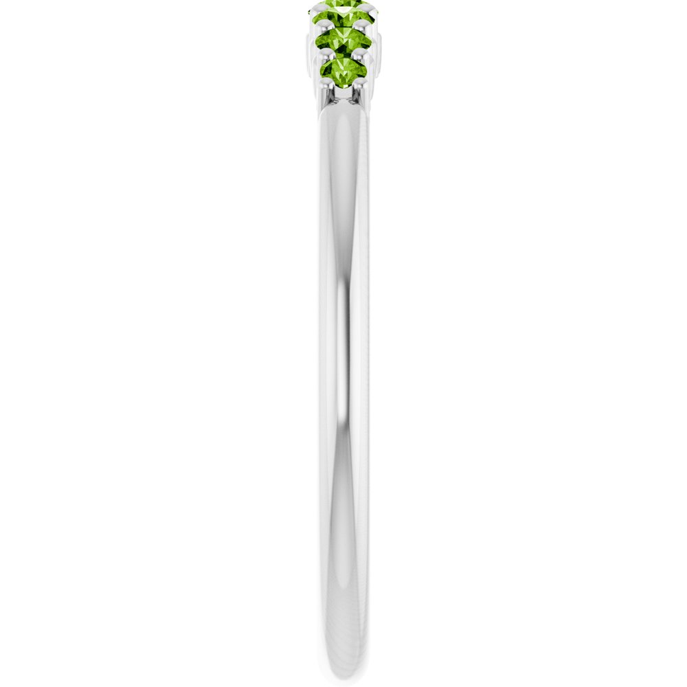 14K White Gold Natural Peridot Stackable Ring