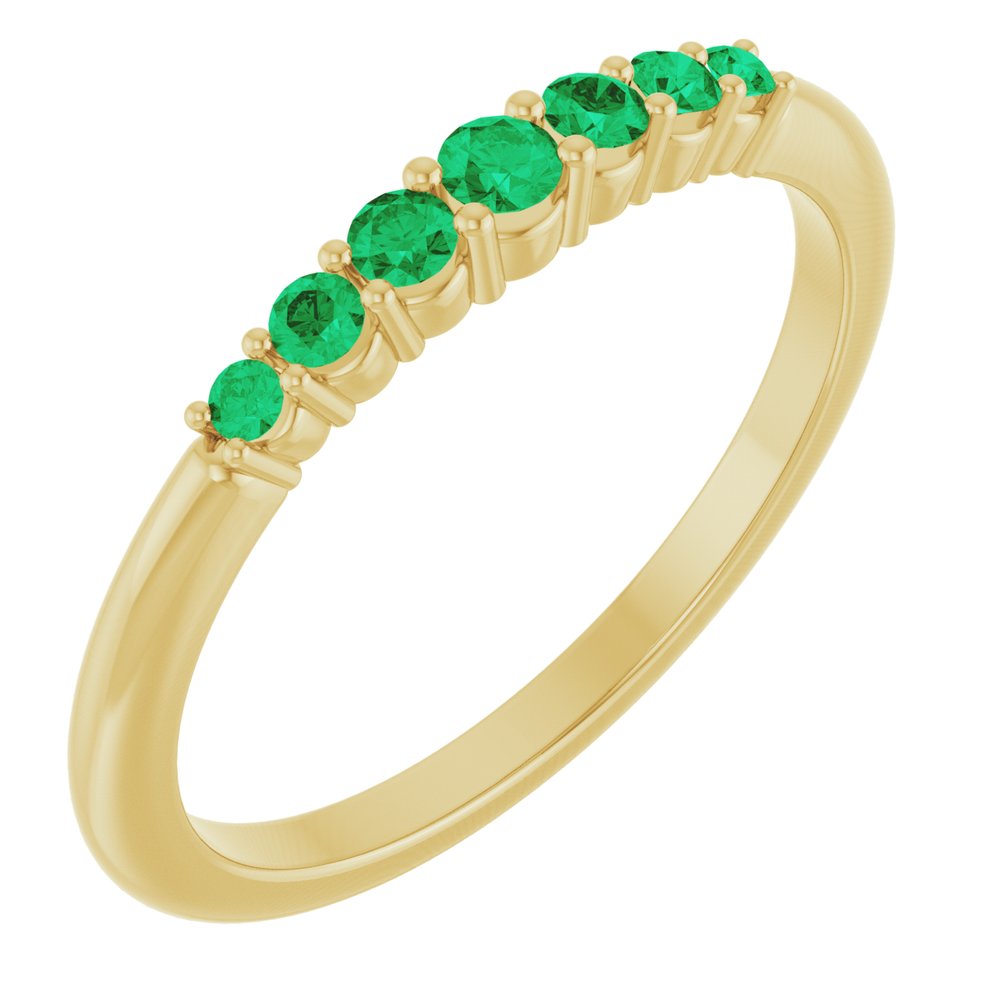 14K Yellow Gold Natural Emerald Stackable Ring