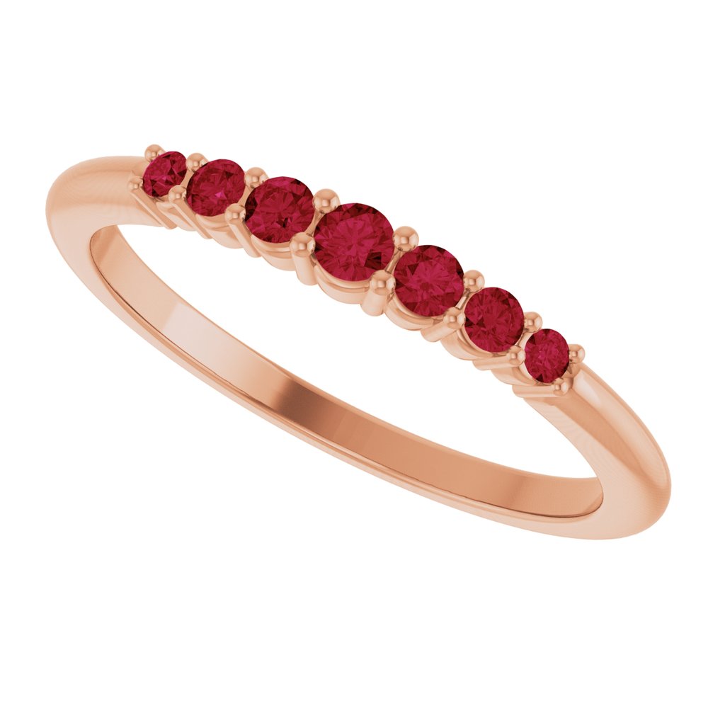 14K Rose Gold Natural Ruby Stackable Ring