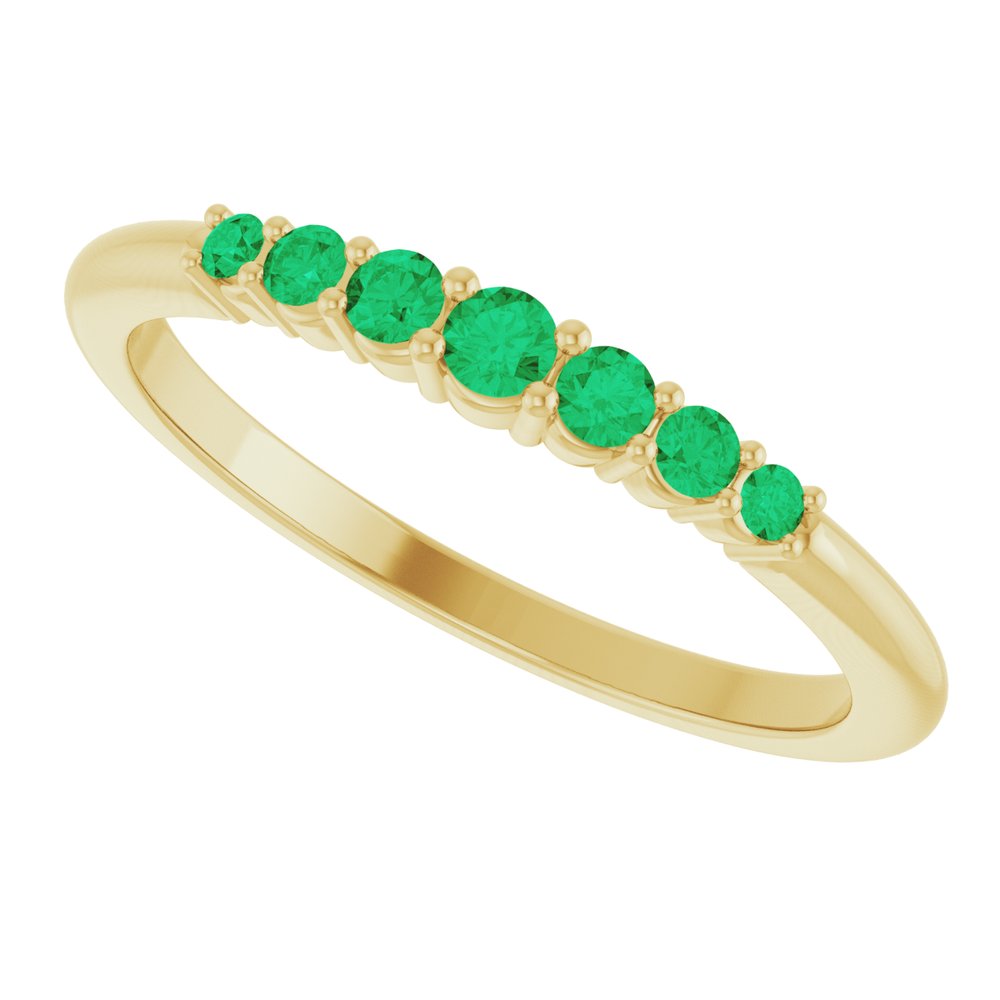 14K Yellow Gold Natural Emerald Stackable Ring