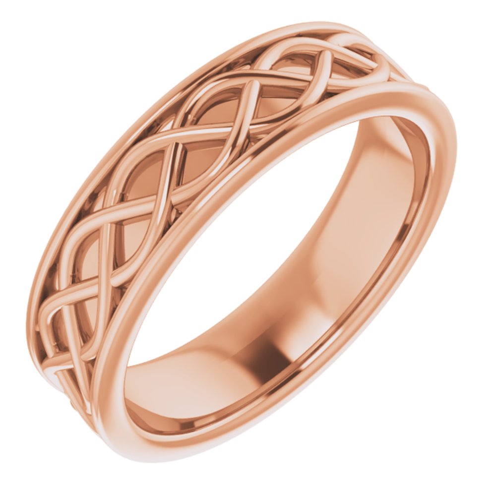 14K Rose 6 mm Woven-Design Band Size 10