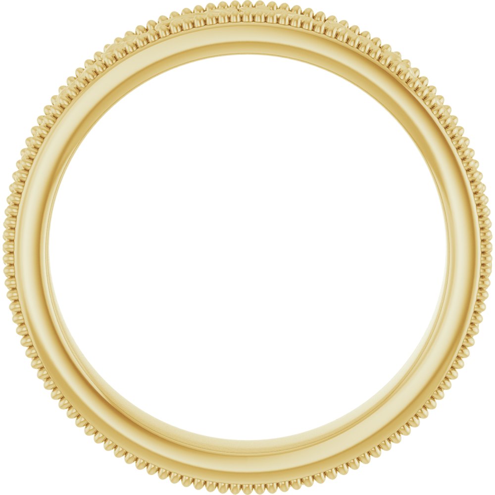 18K Yellow 3.2 mm Milgrain Edge Floral Flat Band