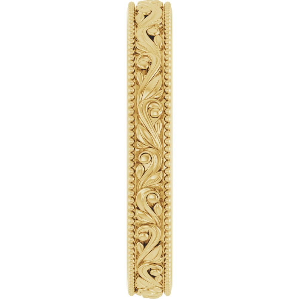 18K Yellow 3.2 mm Floral-Inspired Band Size 7