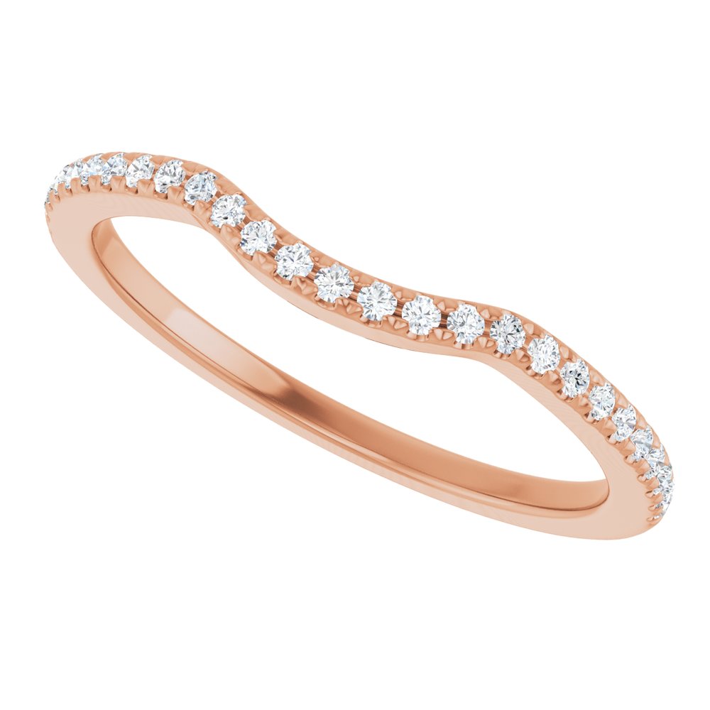 14K Rose Gold 1/8 CTW Natural Diamond Contour Band