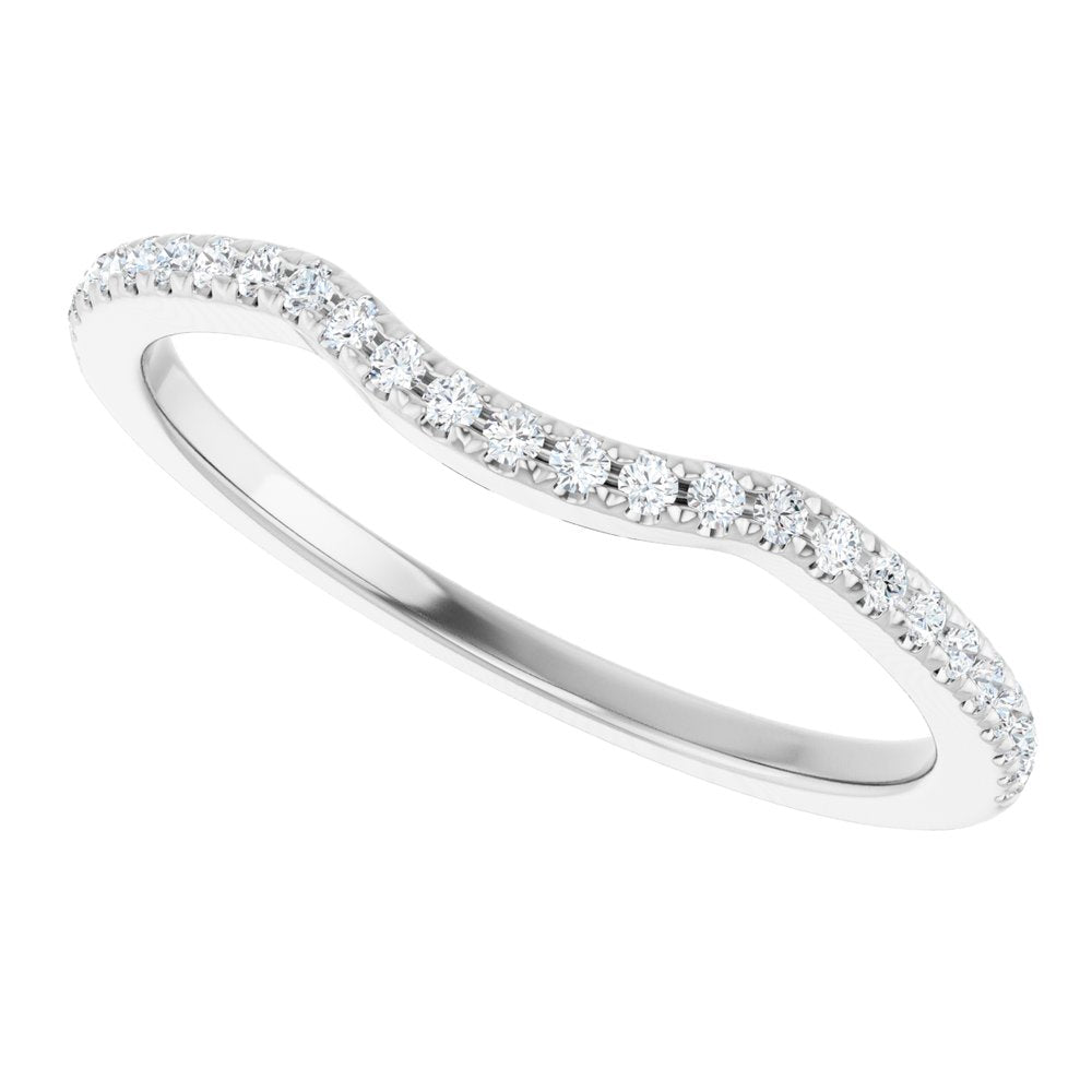 14K White Gold 1/8 CTW Natural Diamond Contour Band