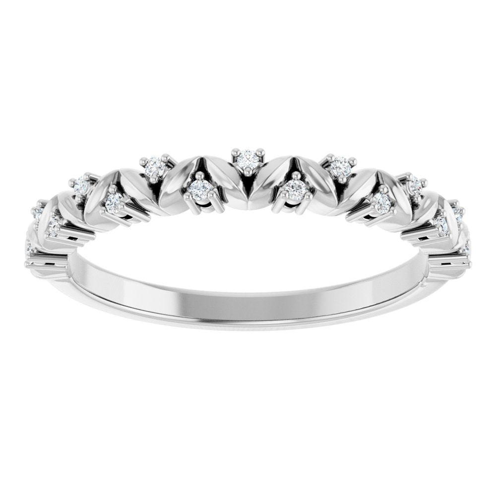 14K White Gold .06 CTW Natural Diamond Stackable Leaf Ring