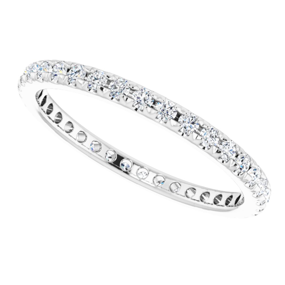 14K White 1/2 CTW French Set Natural Diamond Eternity Band