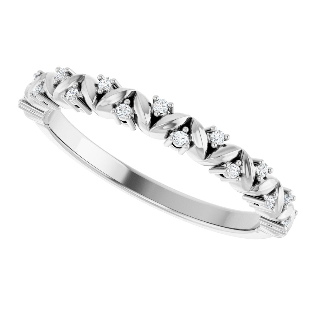 14K White Gold .06 CTW Natural Diamond Stackable Leaf Ring