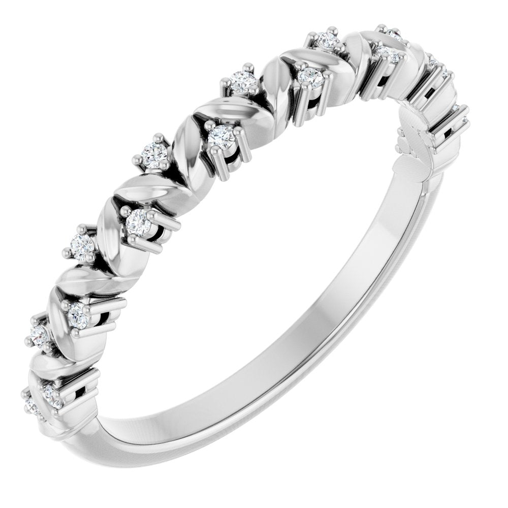 14K White Gold .06 CTW Natural Diamond Stackable Leaf Ring