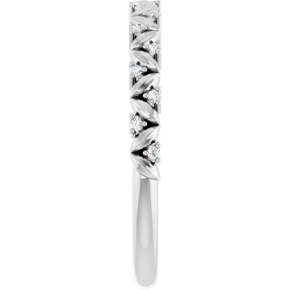 14K White Gold .06 CTW Natural Diamond Stackable Leaf Ring
