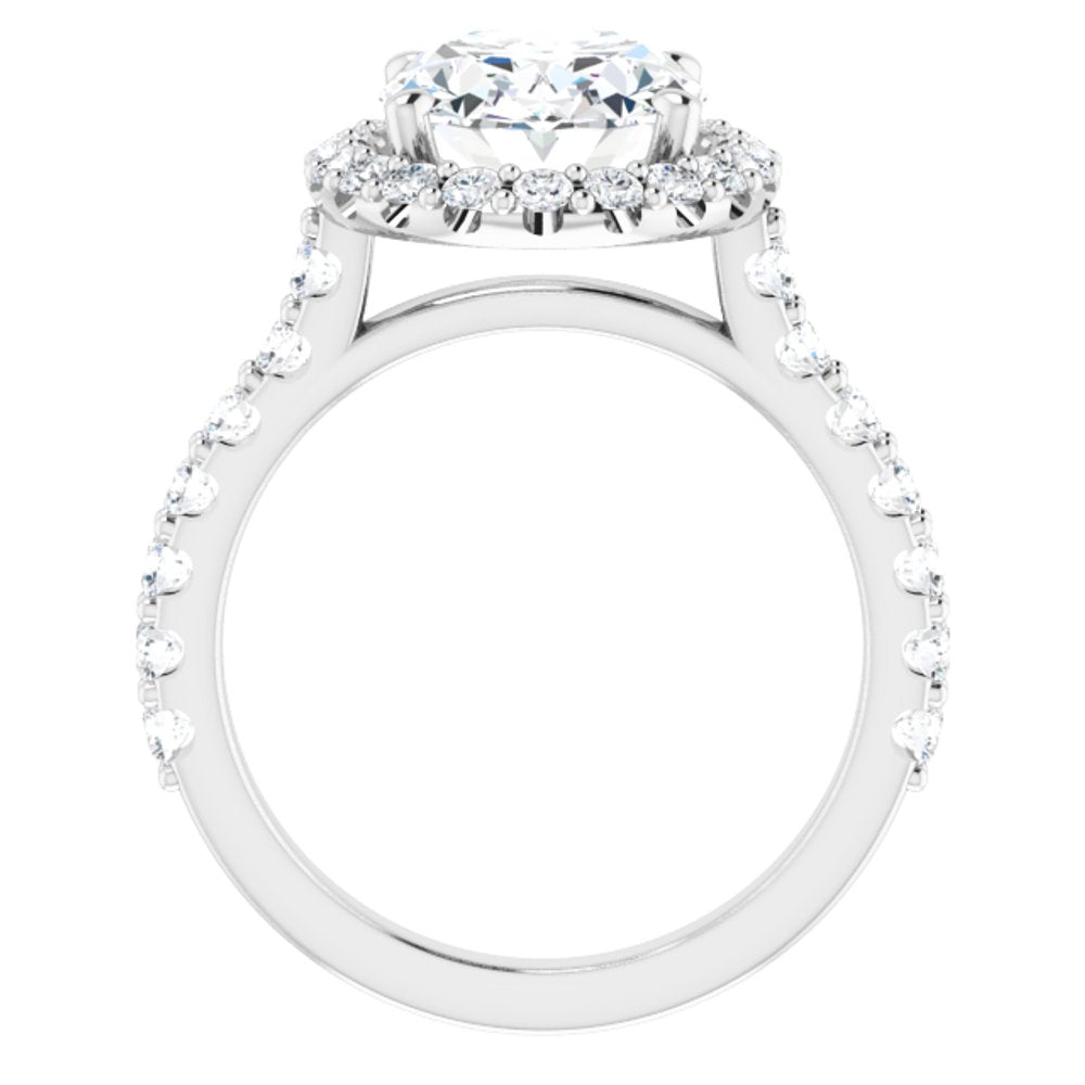14K White Gold 11x9 mm Oval 3/4 CTW Natural Diamond Semi-Set Engagement Ring