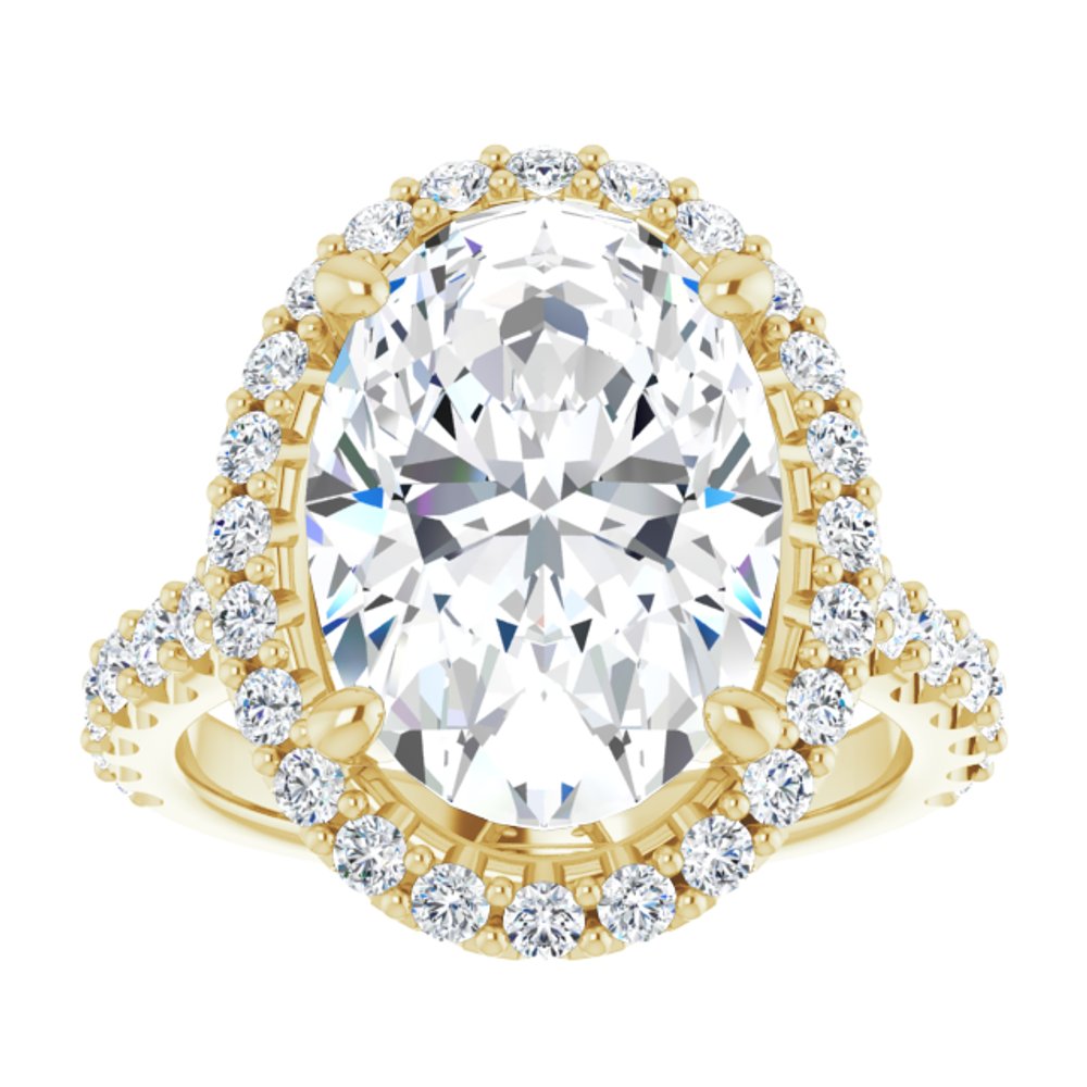 14K Yellow Gold 14x10 mm Oval 1 CTW Lab-Grown Diamond Semi-Set Engagement Ring