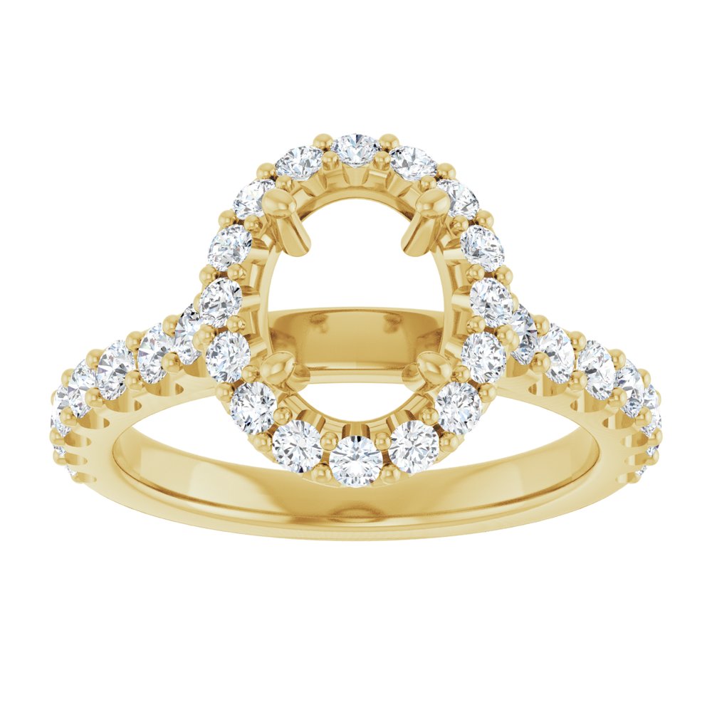 14K Yellow Gold 8x6 mm Oval 5/8 CTW Natural Diamond Semi-Set Engagement Ring