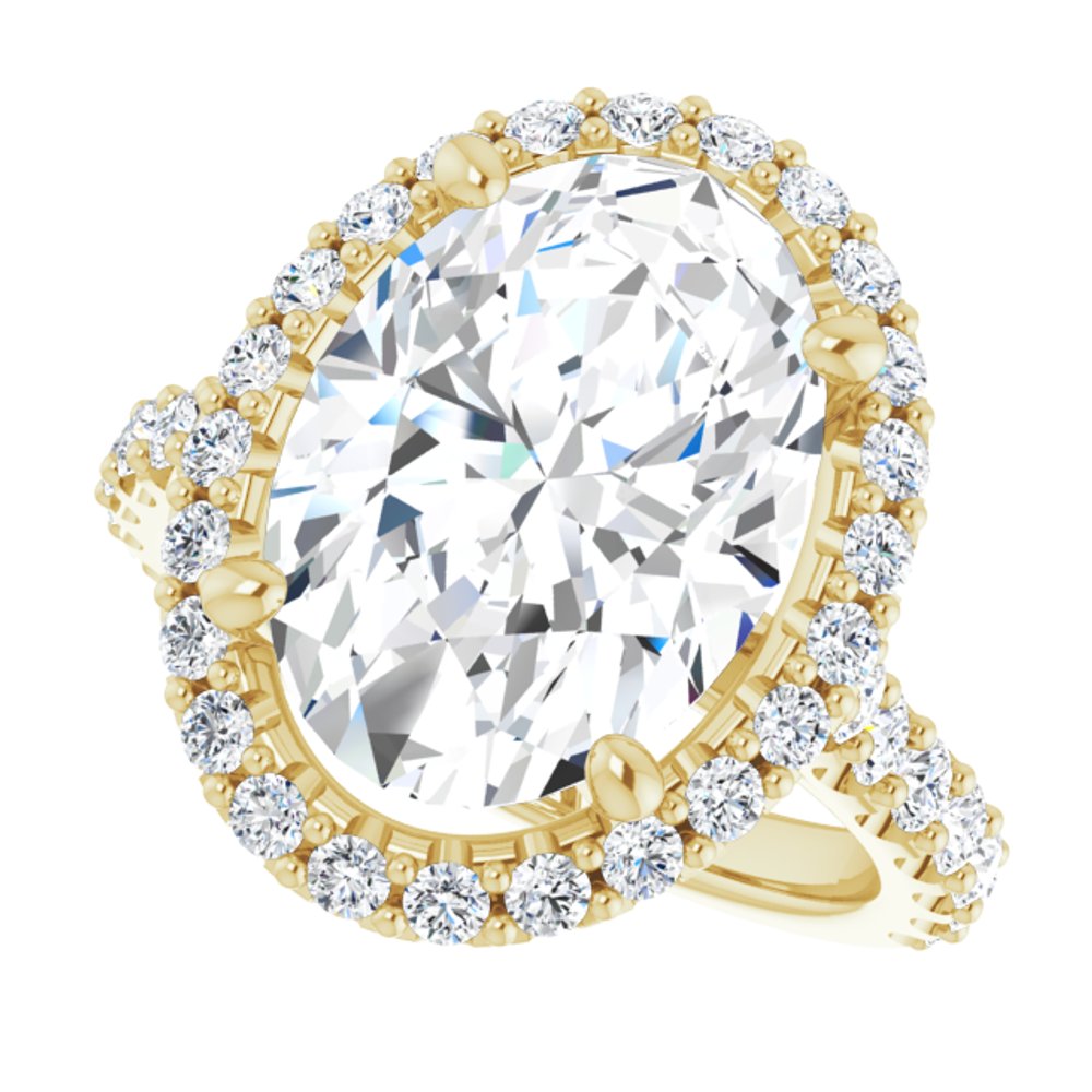 14K Yellow Gold 14x10 mm Oval 1 CTW Lab-Grown Diamond Semi-Set Engagement Ring