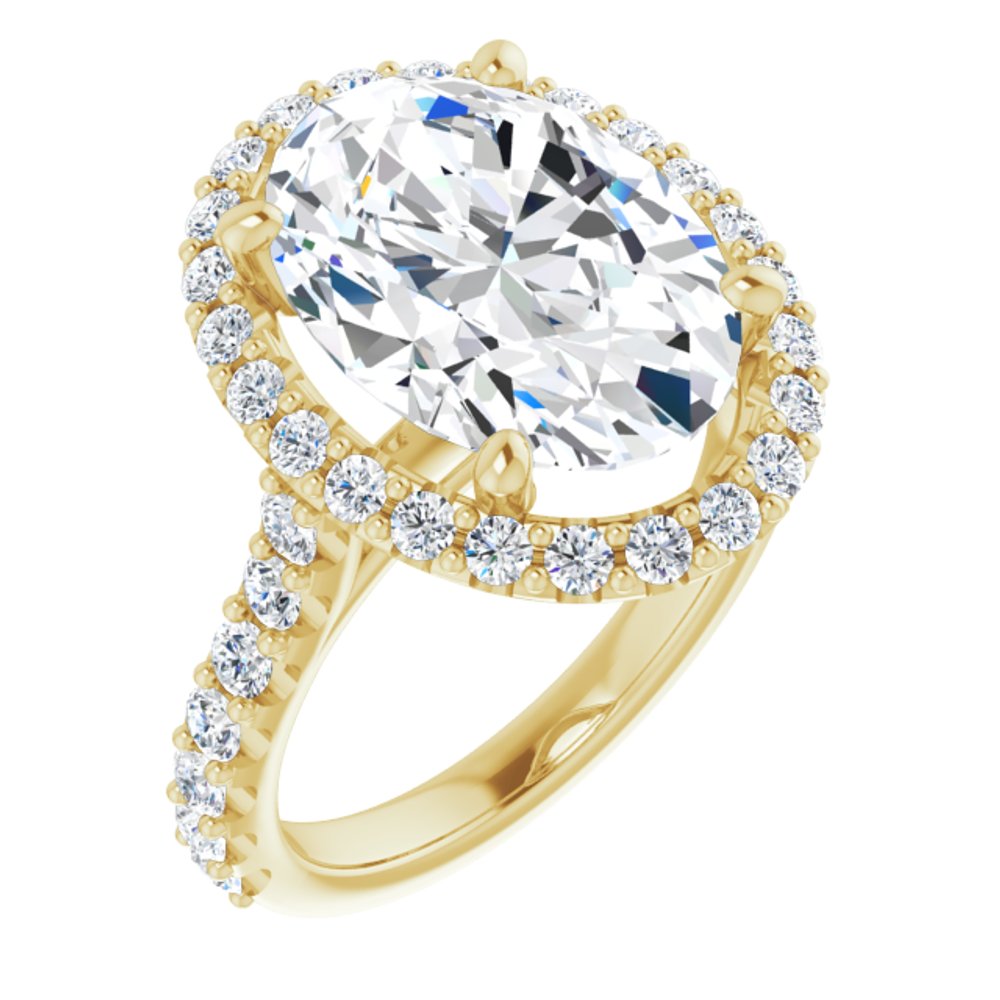 14K Yellow Gold 14x10 mm Oval 1 CTW Lab-Grown Diamond Semi-Set Engagement Ring