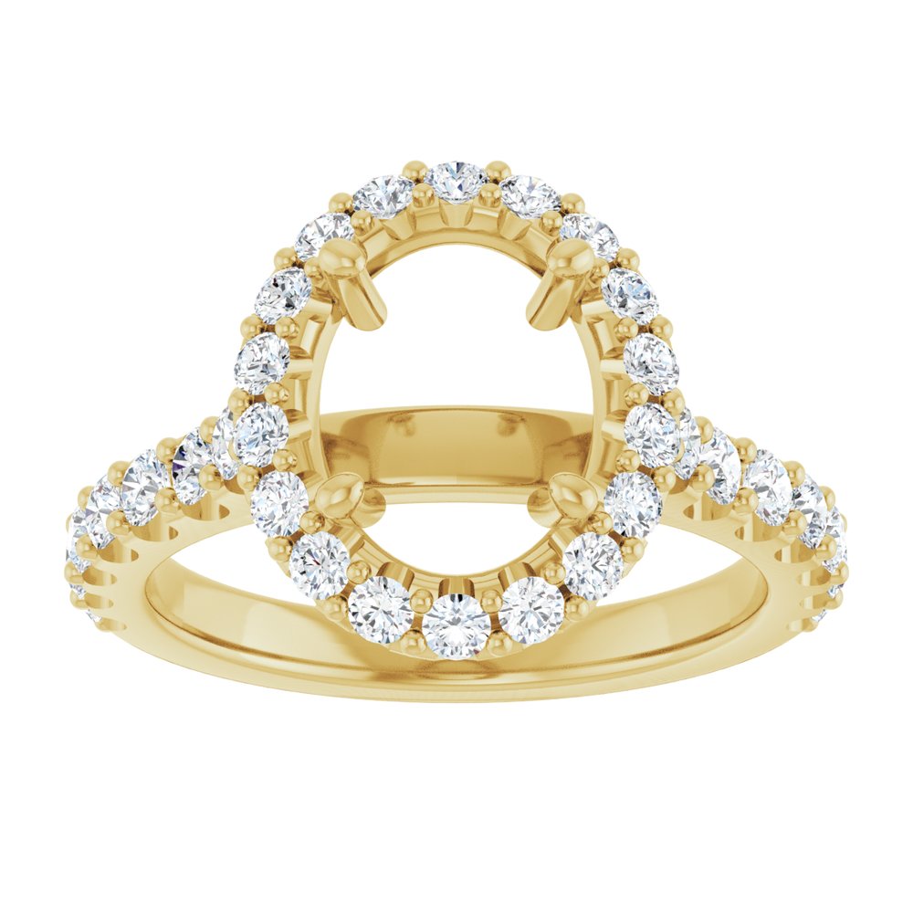 14K Yellow Gold 9x7 mm Oval 5/8 CTW Natural Diamond Semi-Set Engagement Ring