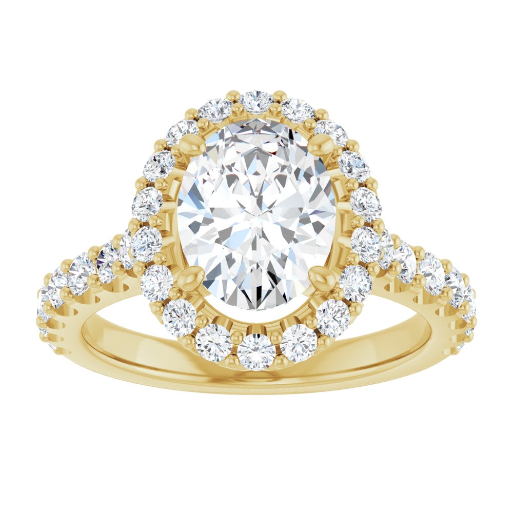 14K Yellow Gold 9x7 mm Oval 5/8 CTW Natural Diamond Semi-Set Engagement Ring