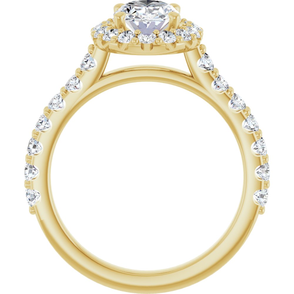 14K Yellow Gold 8x6 mm Oval 5/8 CTW Natural Diamond Semi-Set Engagement Ring