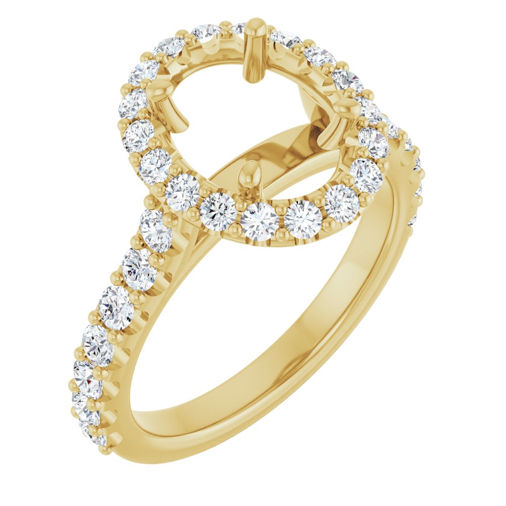 14K Yellow Gold 9x7 mm Oval 5/8 CTW Natural Diamond Semi-Set Engagement Ring