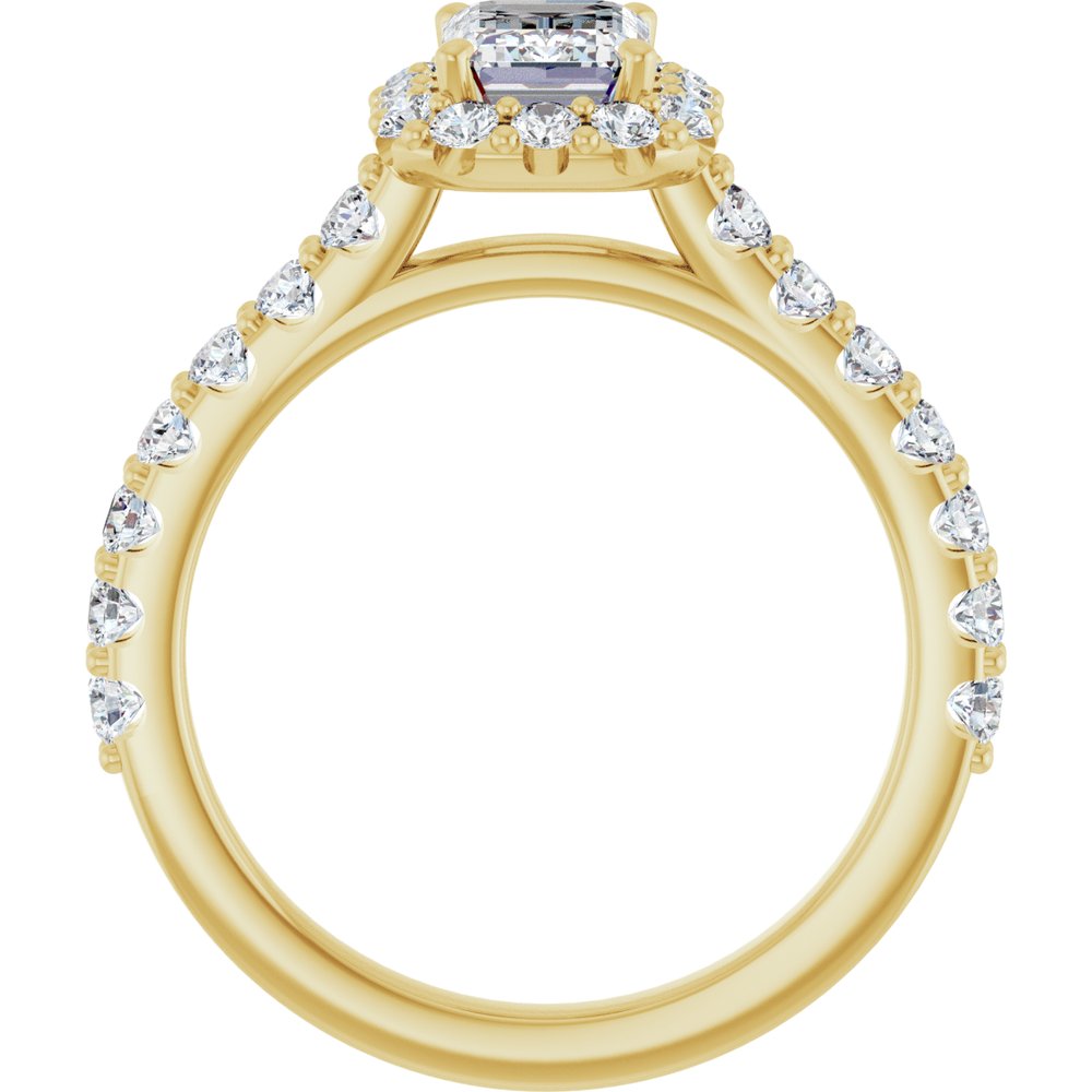 14K Yellow Gold 7x5 mm Emerald 5/8 CTW Natural Diamond Semi-Set Engagement Ring