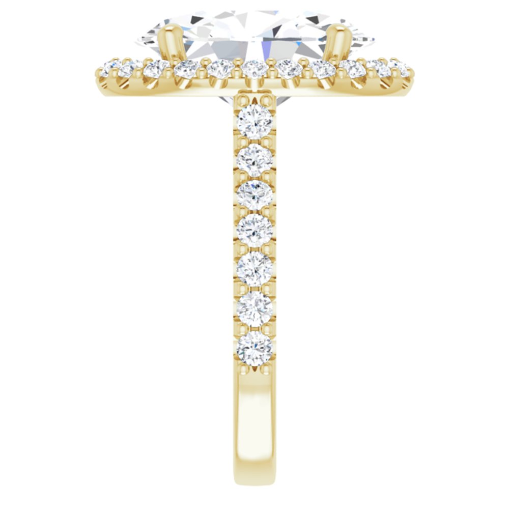 14K Yellow Gold 14x10 mm Oval 1 CTW Lab-Grown Diamond Semi-Set Engagement Ring