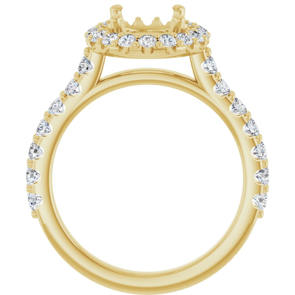 14K Yellow Gold 9x7 mm Oval 5/8 CTW Natural Diamond Semi-Set Engagement Ring