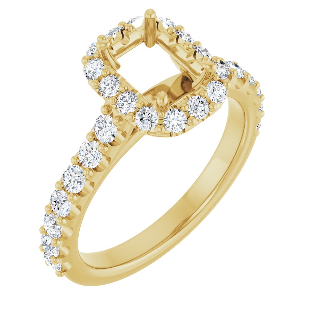 14K Yellow Gold 7x5 mm Emerald 5/8 CTW Natural Diamond Semi-Set Engagement Ring