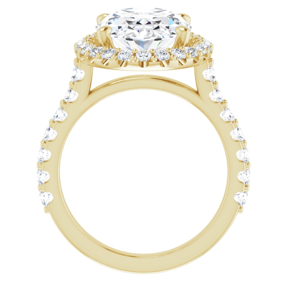 14K Yellow Gold 14x10 mm Oval 1 CTW Lab-Grown Diamond Semi-Set Engagement Ring