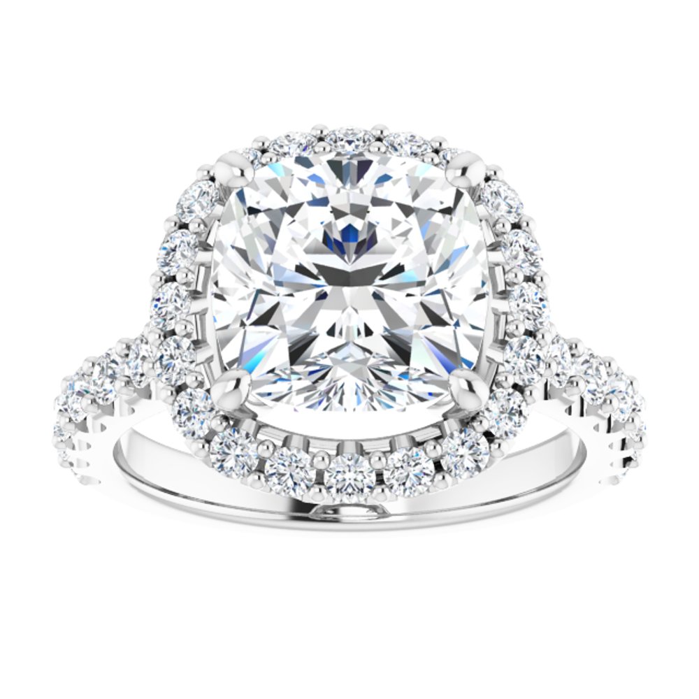 14K White Gold 9x9 mm Cushion 7/8 CTW Lab-Grown Diamond Semi-Set Engagement Ring