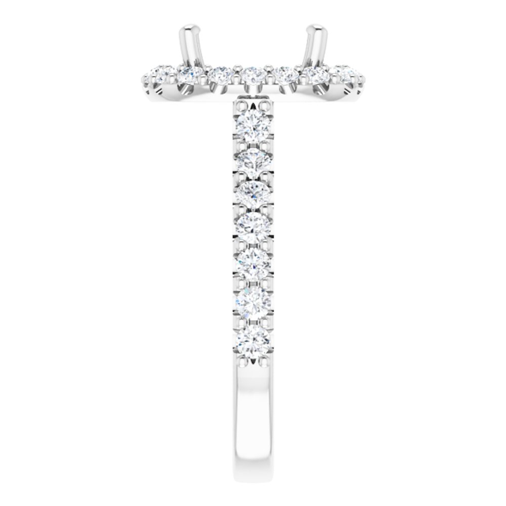 14K White Gold 9x9 mm Cushion 7/8 CTW Lab-Grown Diamond Semi-Set Engagement Ring