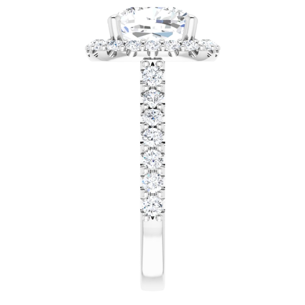 14K White Gold 9x9 mm Cushion 7/8 CTW Lab-Grown Diamond Semi-Set Engagement Ring