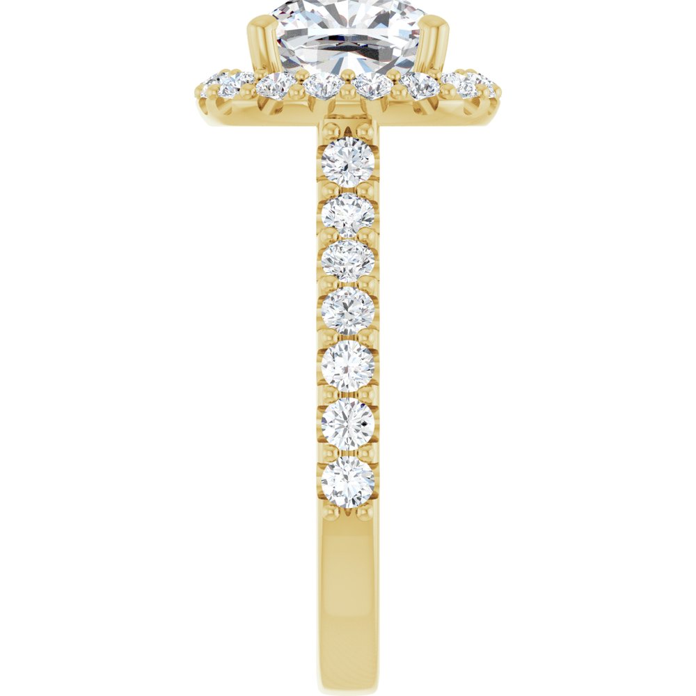 14K Yellow Gold 8x8 mm Cushion 7/8 CTW Lab-Grown Diamond Semi-Set Engagement Ring