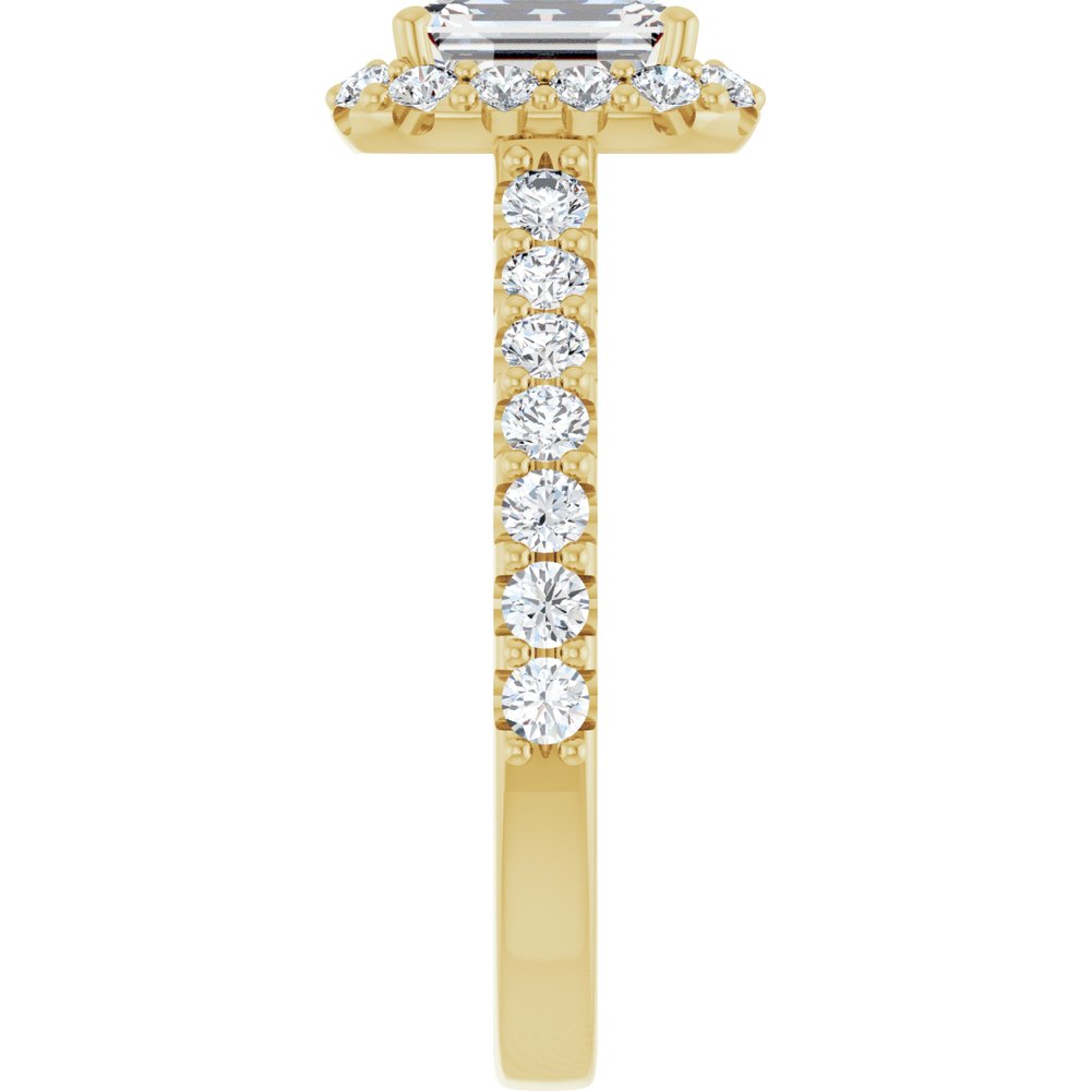 14K Yellow Gold 7x5 mm Emerald 5/8 CTW Natural Diamond Semi-Set Engagement Ring