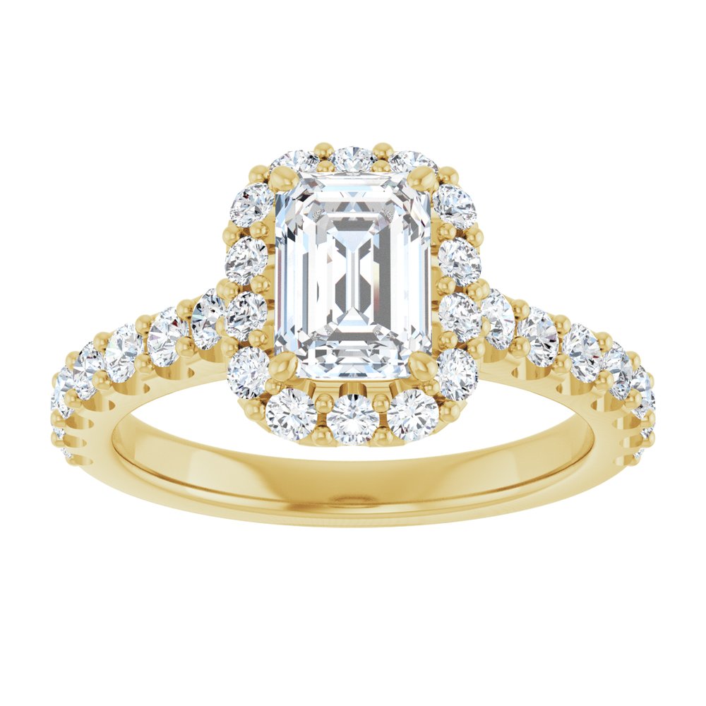 14K Yellow Gold 7x5 mm Emerald 5/8 CTW Natural Diamond Semi-Set Engagement Ring