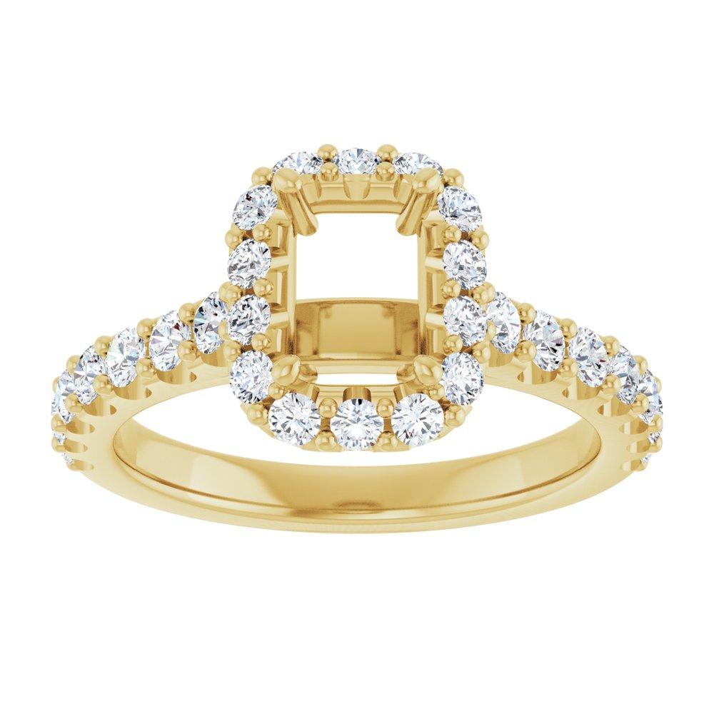 14K Yellow Gold 7x5 mm Emerald 5/8 CTW Natural Diamond Semi-Set Engagement Ring