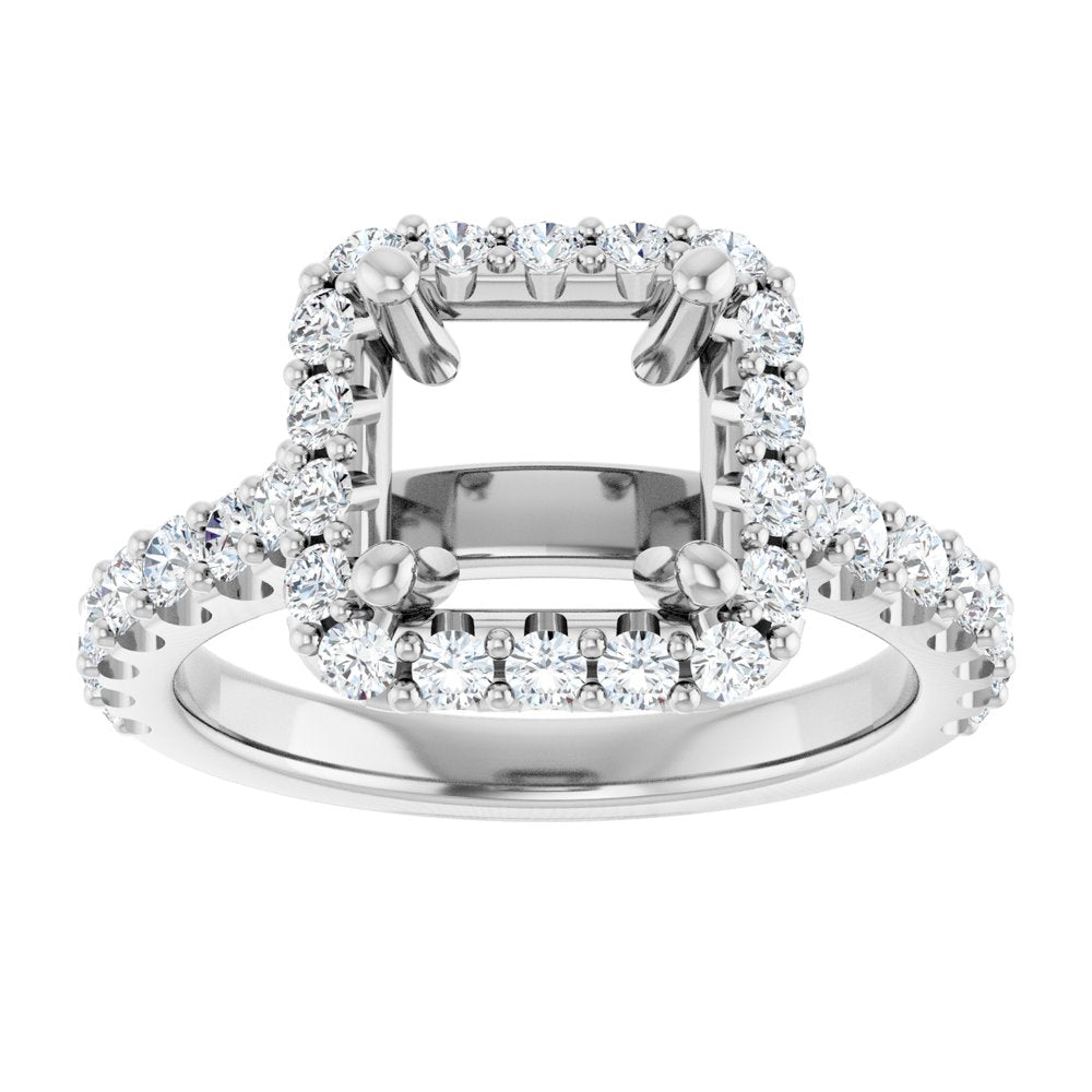 14K White Gold 6.5x6.5 mm Square 5/8 CTW Natural Diamond Semi-Set Engagement Ring