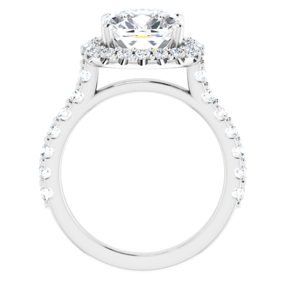 14K White Gold 9x9 mm Cushion 7/8 CTW Lab-Grown Diamond Semi-Set Engagement Ring
