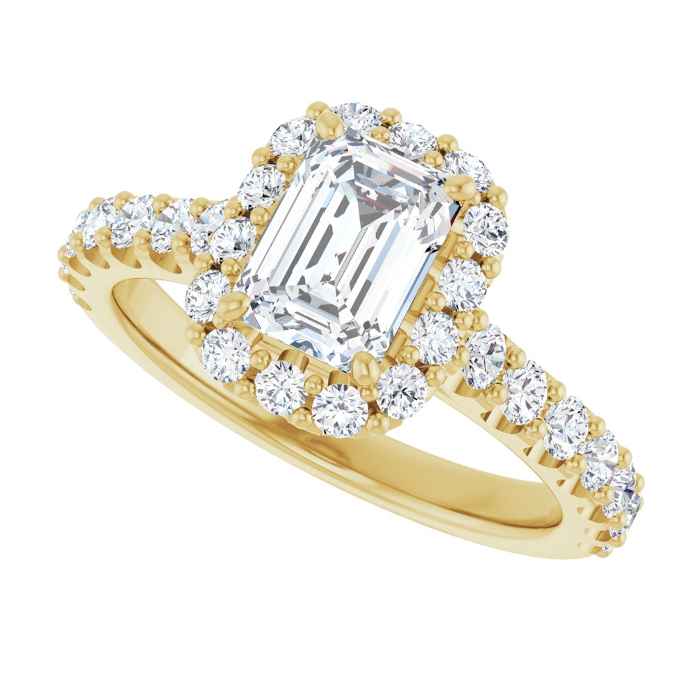 14K Yellow Gold 7x5 mm Emerald 5/8 CTW Natural Diamond Semi-Set Engagement Ring