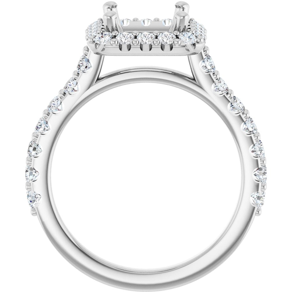 14K White Gold 6.5x6.5 mm Square 5/8 CTW Natural Diamond Semi-Set Engagement Ring