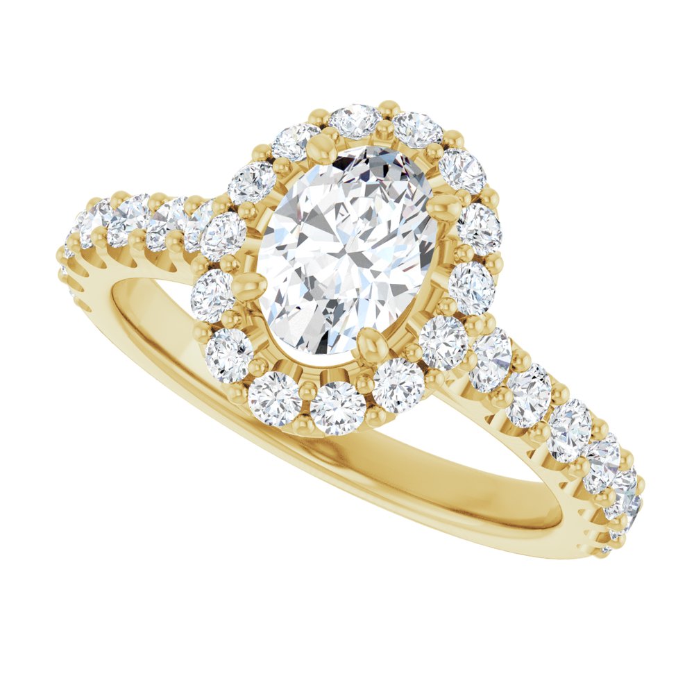 14K Yellow Gold 7x5 mm Oval 5/8 CTW Natural Diamond Semi-Set Engagement Ring