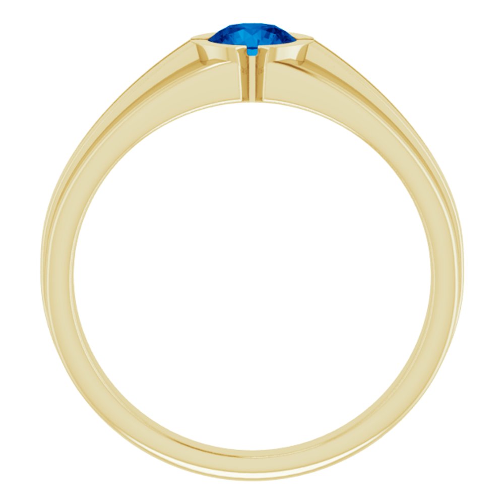 14K Yellow Lab-Grown Blue Sapphire Ring