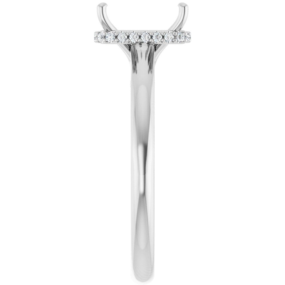 14K White 8 x 6 mm Emerald .06 CTW Lab-Grown Diamond Semi-Set Engagement Ring