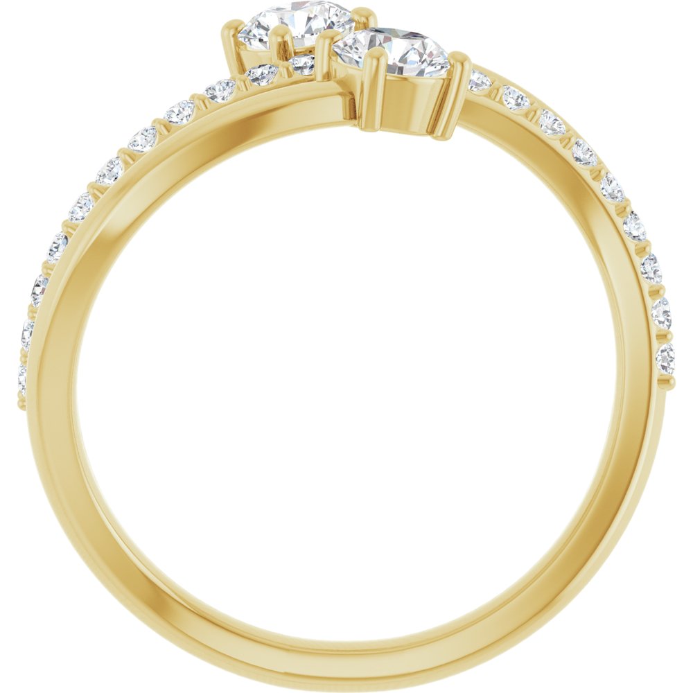 14K Yellow Gold 3/4 CTW Natural Diamond Two-Stone Ring