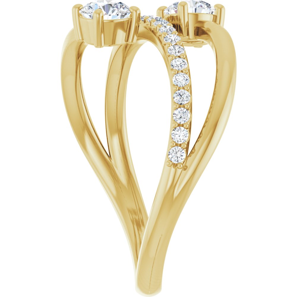 14K Yellow Gold 3/4 CTW Natural Diamond Two-Stone Ring