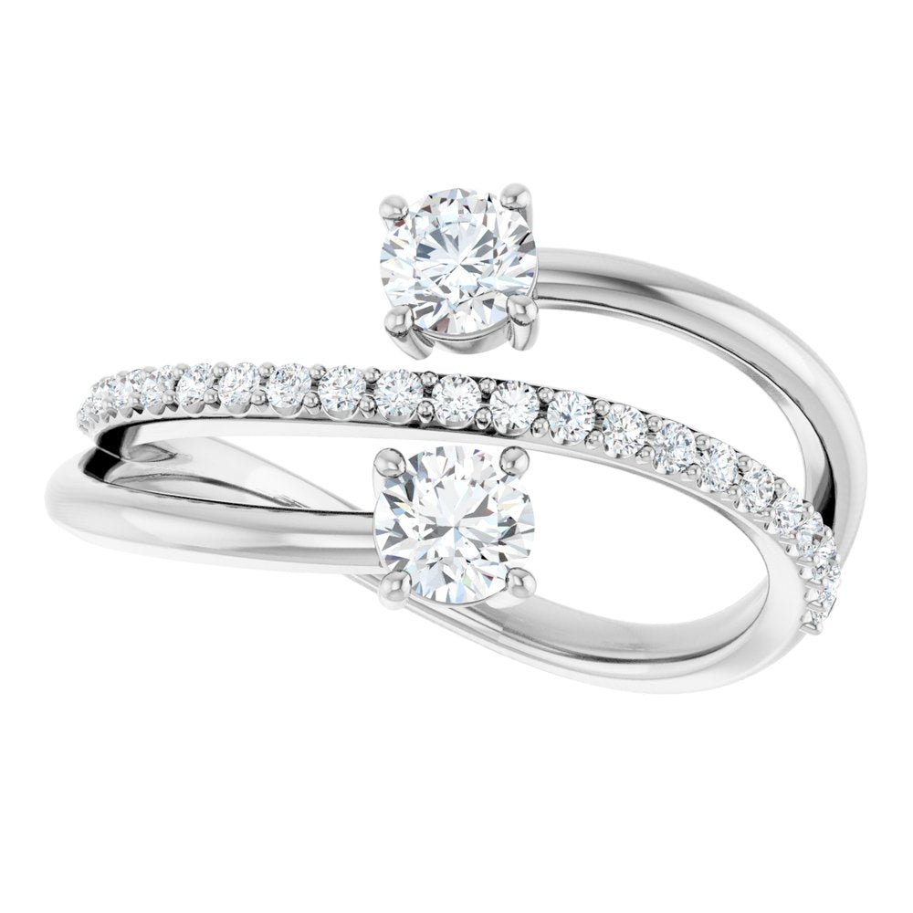 14K White Gold 3/4 CTW Lab-Grown Diamond Two-Stone Ring