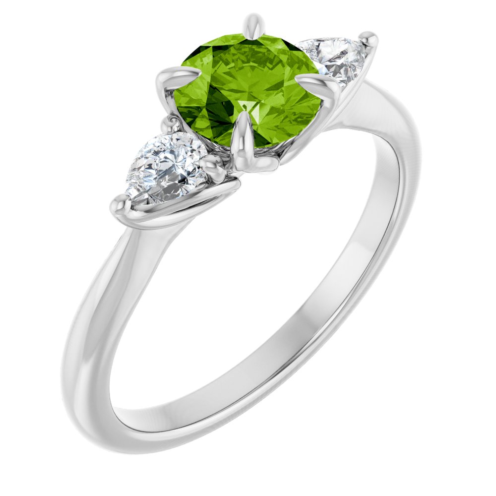 14K White Gold Natural Peridot & 1/4 CTW Natural Diamond Ring