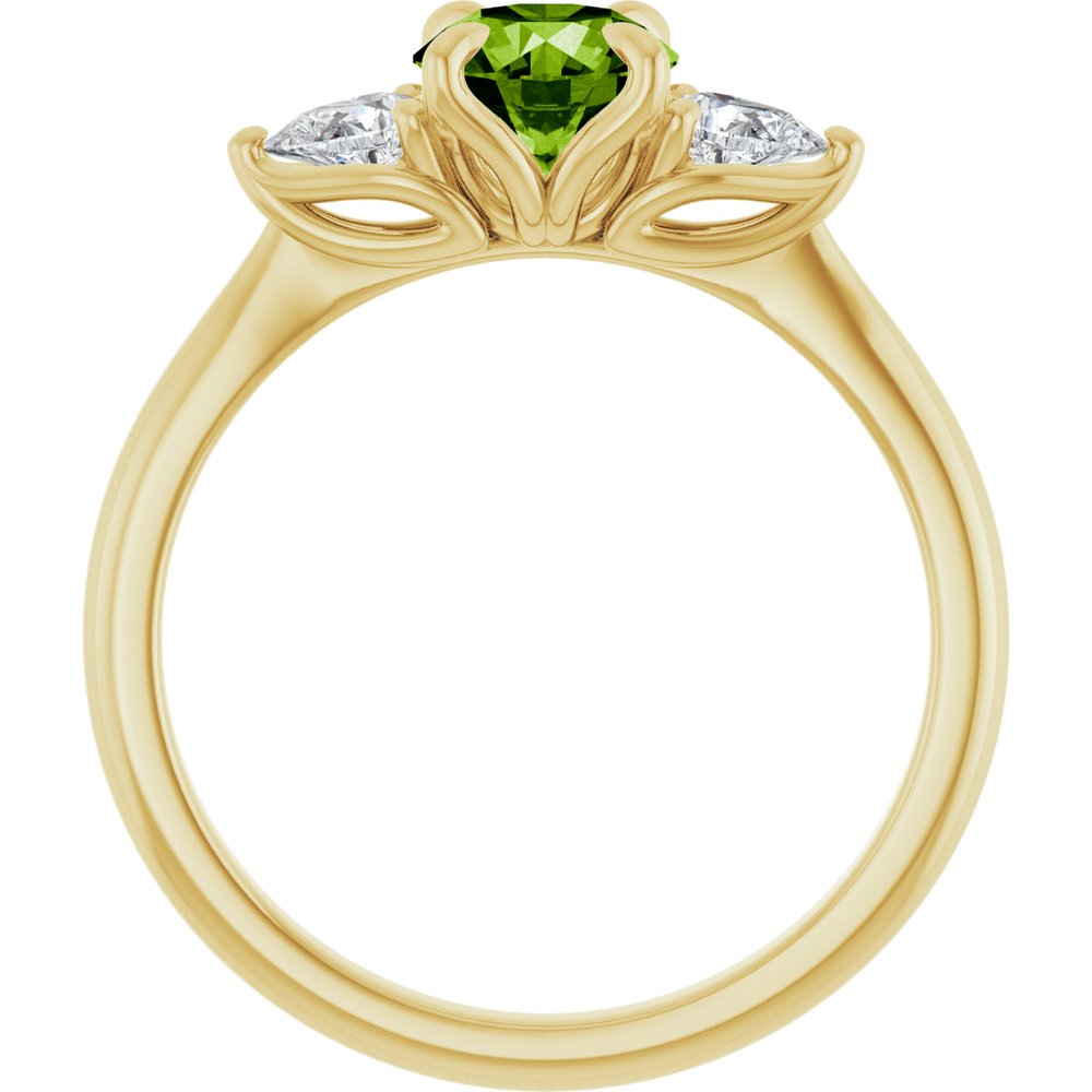 14K Yellow Gold Natural Peridot & 1/4 CTW Natural Diamond Ring
