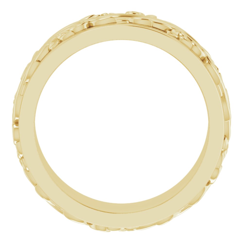 14K Yellow 7 mm Floral Inlay Flat Band